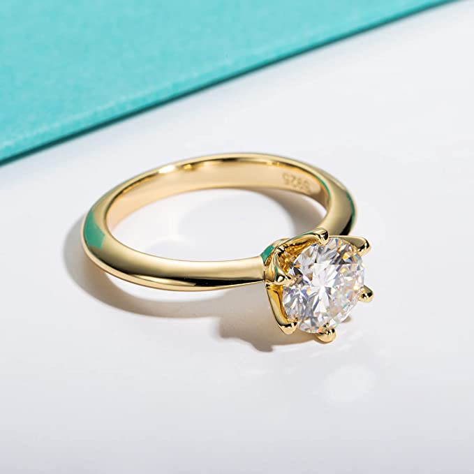 Anel Solitário Brilhante Moissanite Gold - Loratta