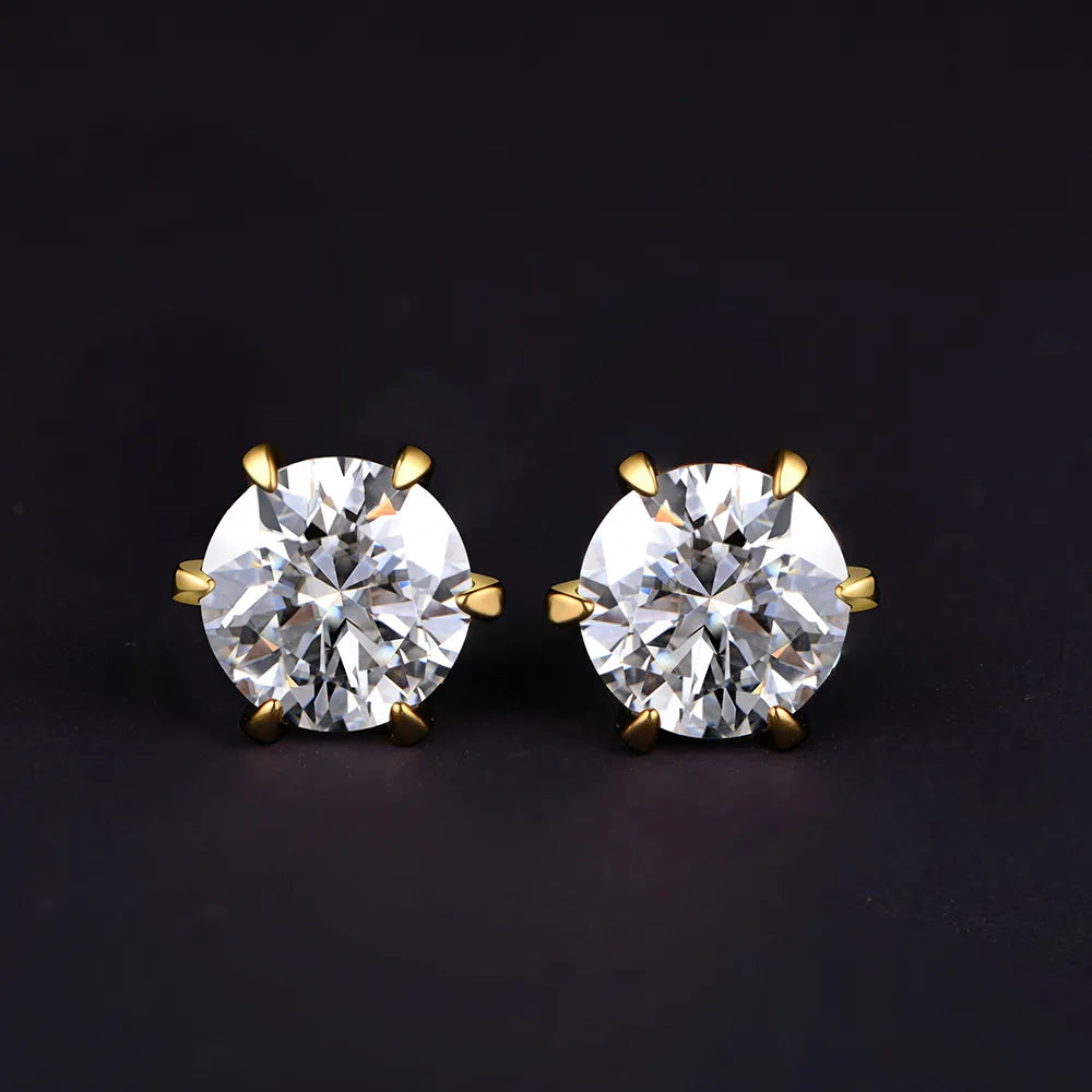 Brinco Ponto Brilhante Moissanite Banhado à Ouro 18k - Loratta