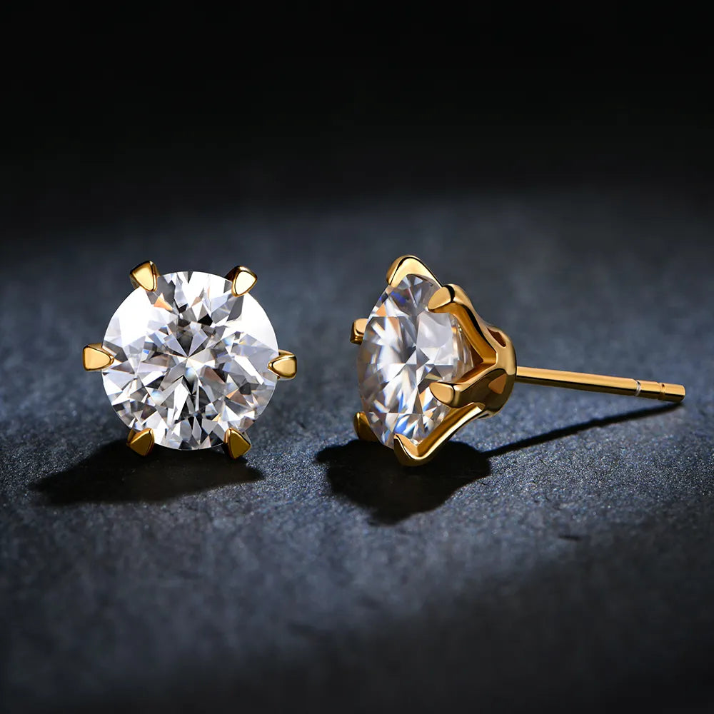 Brinco Ponto Brilhante Moissanite Banhado à Ouro 18k - Loratta