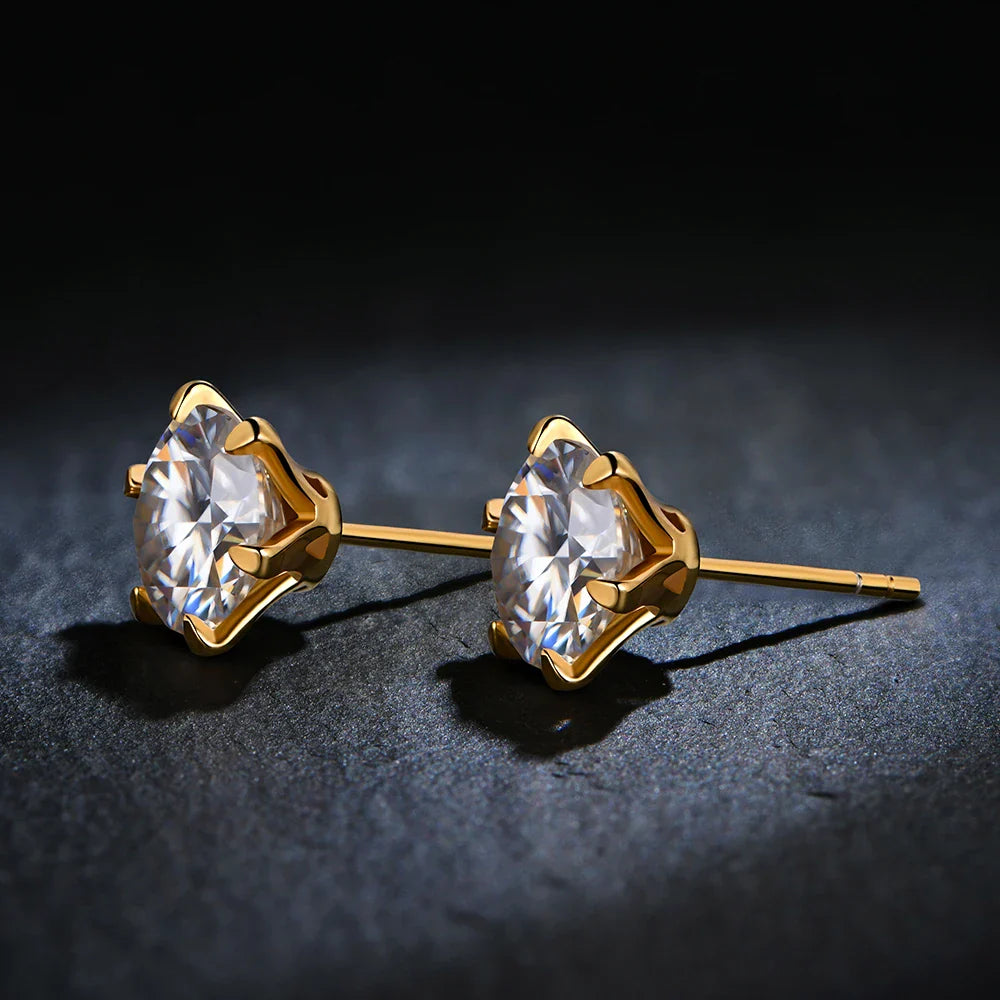 Brinco Ponto Brilhante Moissanite Banhado à Ouro 18k - Loratta