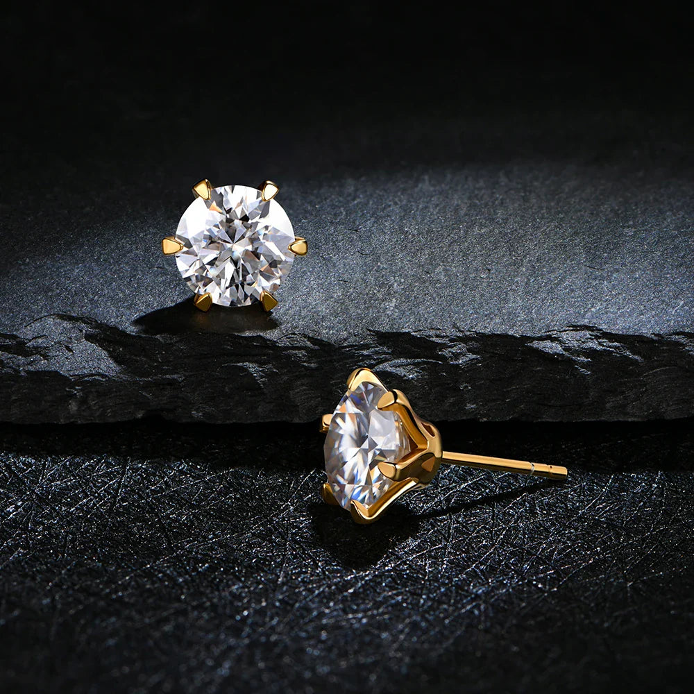 Brinco Ponto Brilhante Moissanite Banhado à Ouro 18k - Loratta