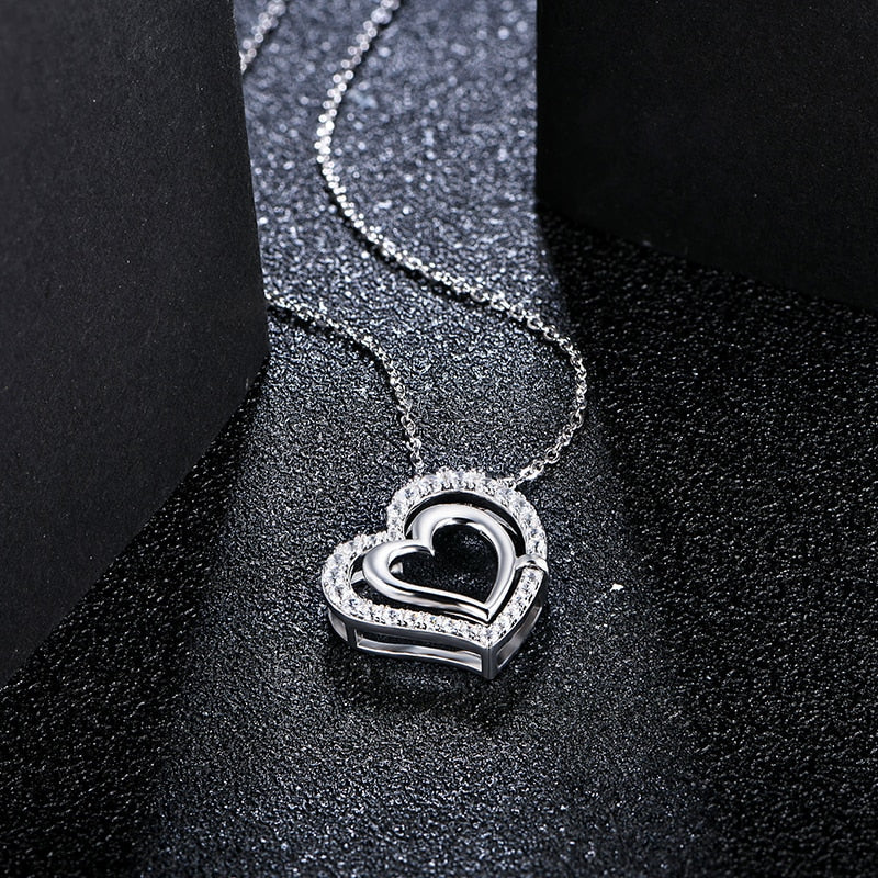 Colar Amor Brilhante moissanite Banhado à Ouro Branco 18k - Loratta