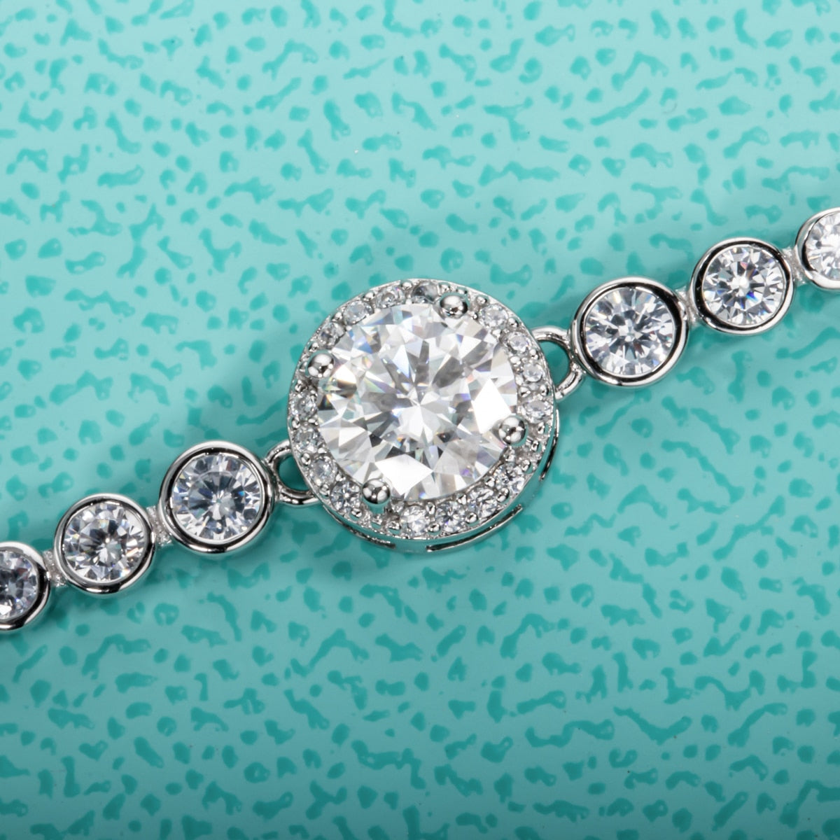Bracelete 7 Brilhos Moissanites e Prata Folheada à Ouro Branco 18k - Loratta