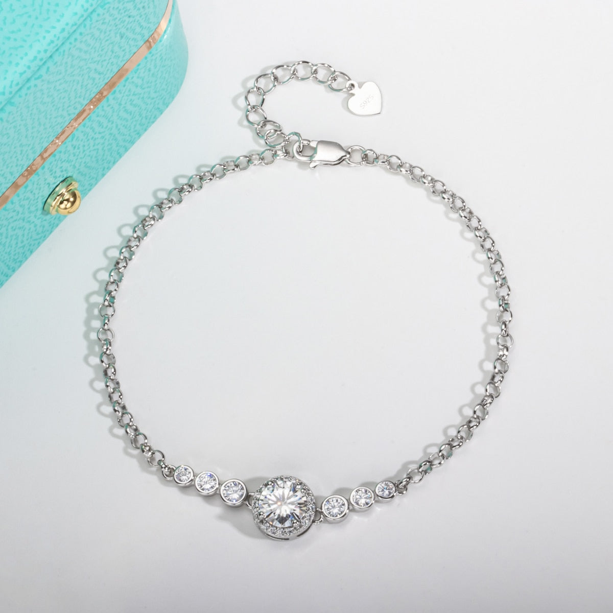Bracelete 7 Brilhos Moissanites e Prata Folheada à Ouro Branco 18k - Loratta