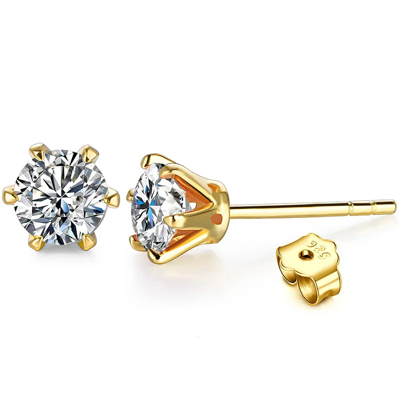 Brinco Ponto Brilhante Moissanite Banhado à Ouro 18k - Loratta