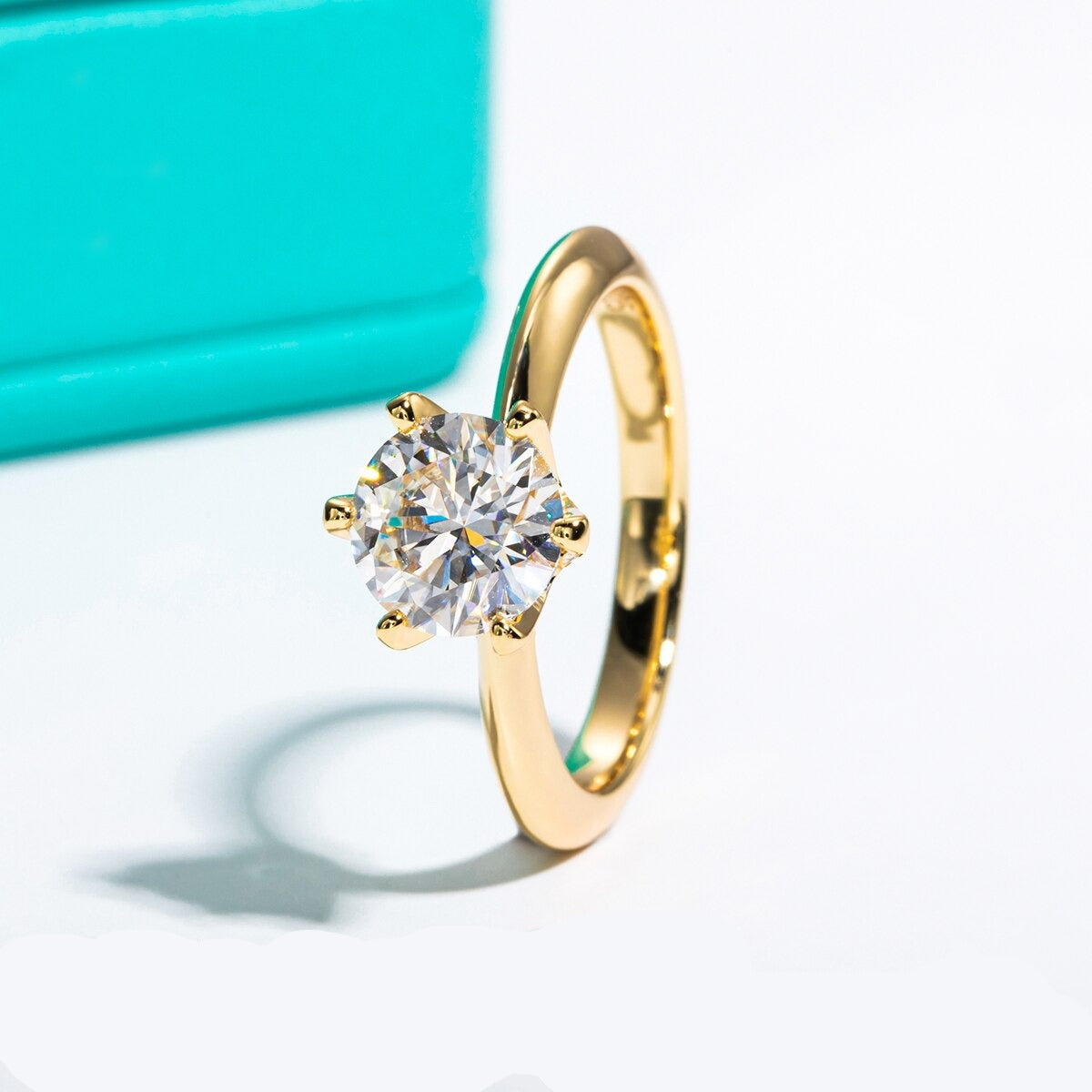 Anel Solitário Brilhante Moissanite Gold - Loratta