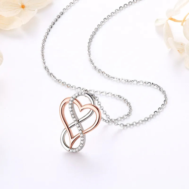 Colar Laçoes de Amor Moissanite em Prata e Ouro Rosé - Loratta