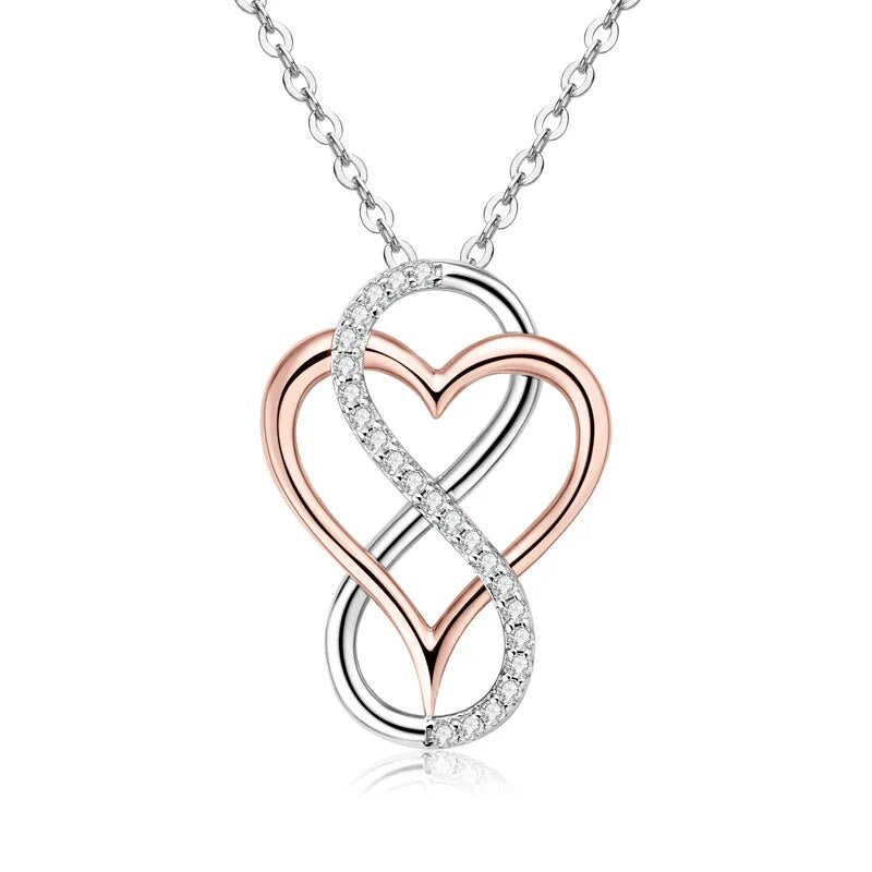 Colar Laçoes de Amor Moissanite em Prata e Ouro Rosé - Loratta
