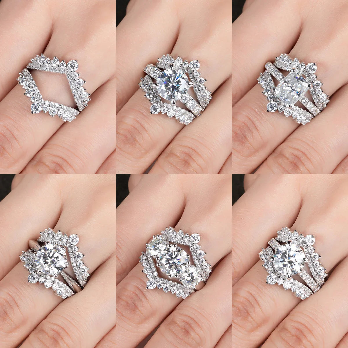 Demi-Alliance Couronne Céleste Moissanite