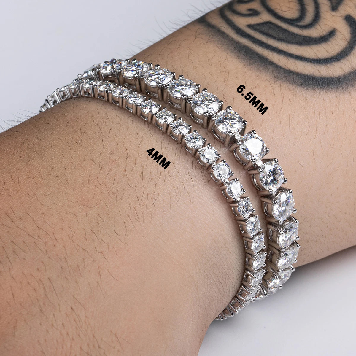 Bracelet Rivière Moissanite 6.5 mm Plaqué Rhodium