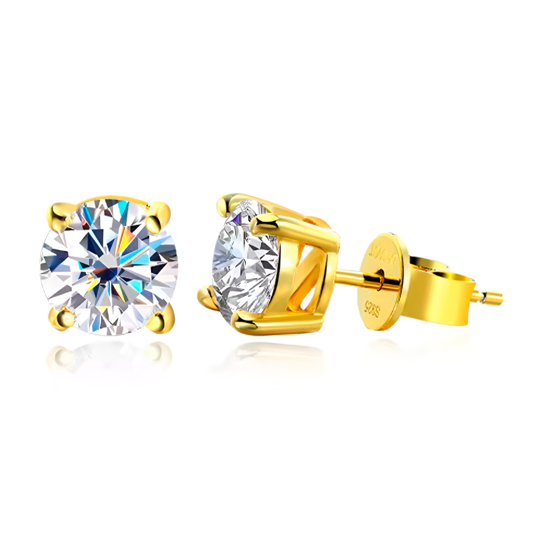Boucle d'oreille solitaire en moissanite en or 18 carats