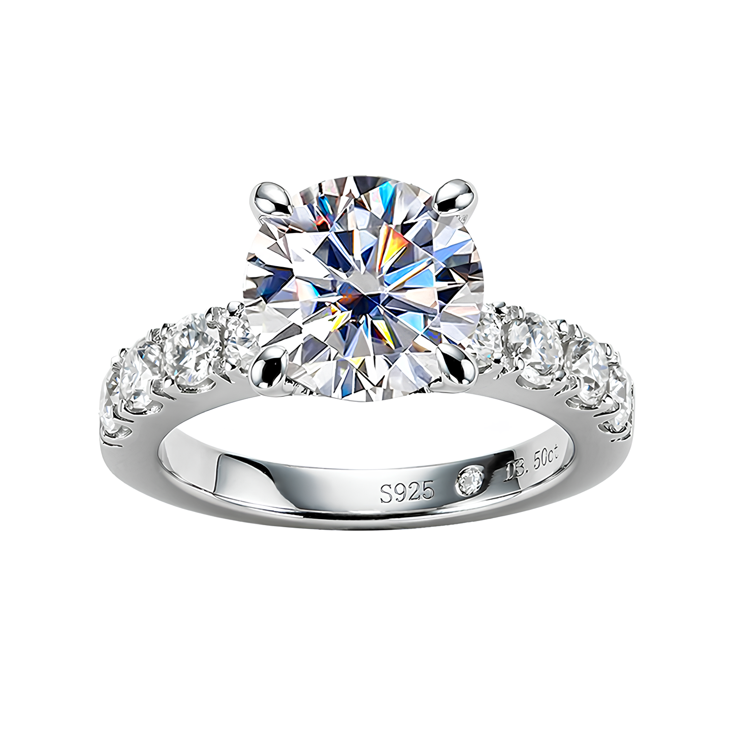 Bague solitaire royale en moissanite