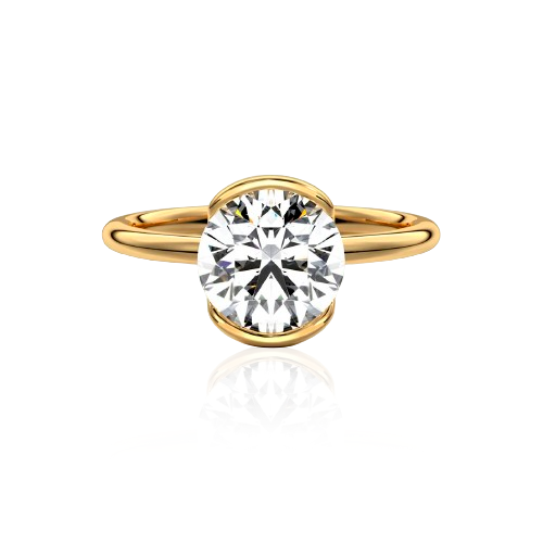 Bague solitaire brillante à double lanière plaquée or