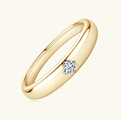 Alliance princesse moissanite 15 points en argent plaqué or 18 carats