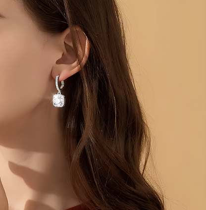 Boucles d'oreilles en Moissanite Brillante Plaquées or Blanc 18 Carats