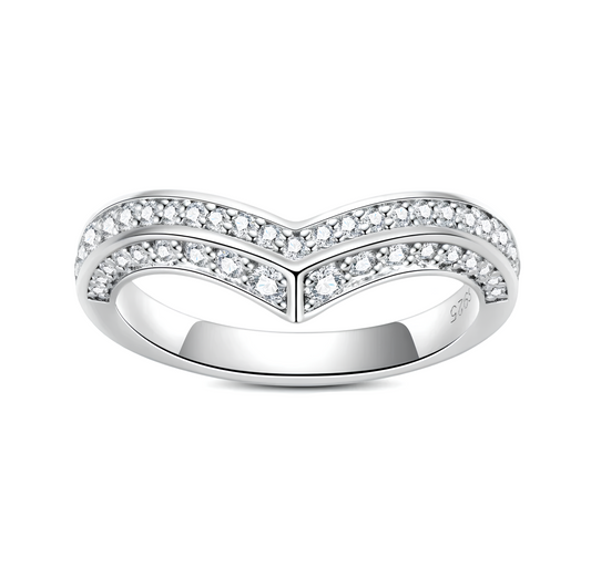 Demi-alliance en Argent Plaqué or et Moissanite Vénus
