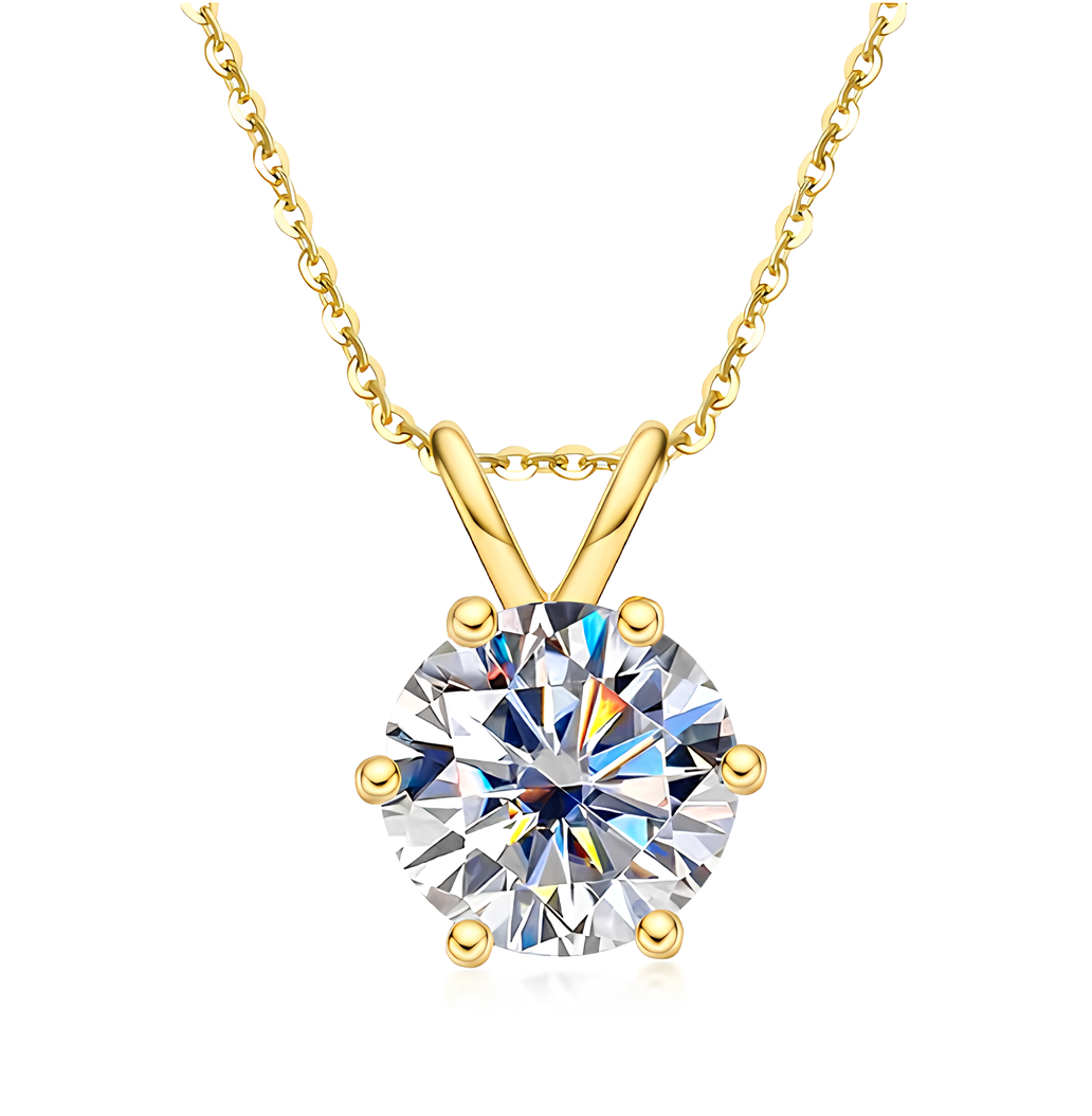 Collier en argent avec moissanite brillante à 6 griffes