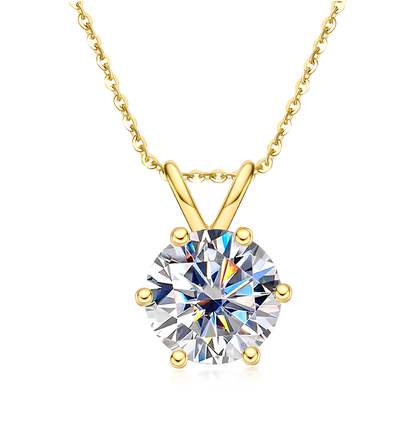 Collier en argent avec moissanite brillante à 6 griffes