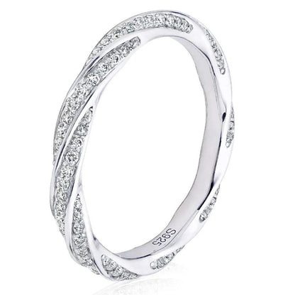 Aliança Trançada 200 Pontos Moissanite Prata Banhada à Ouro Branco 18k - Loratta