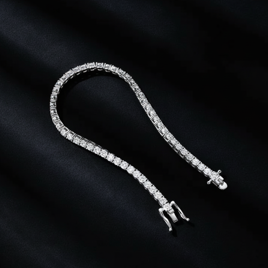 Bracelet Tennis Moissanite 3.0 mm Plaqué Rhodium