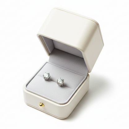 Boucle d'oreille Solitaire à 6 Griffes en Moissanite