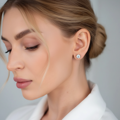 Boucle d'oreille Solitaire à 6 Griffes en Moissanite