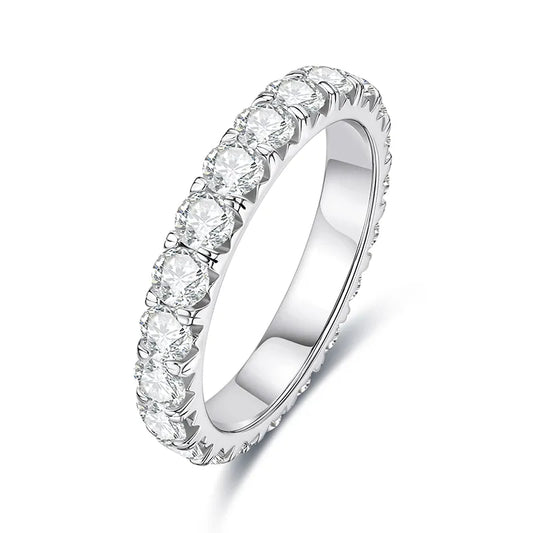 Aliança 200 Pontos Moissanite Prata Banhada à Ouro Branco 18k - Loratta
