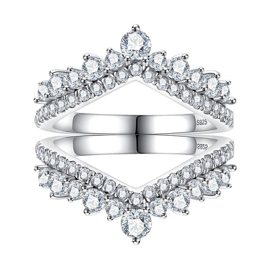 Alliance Couronne Céleste en Moissanite Demi-Anneau