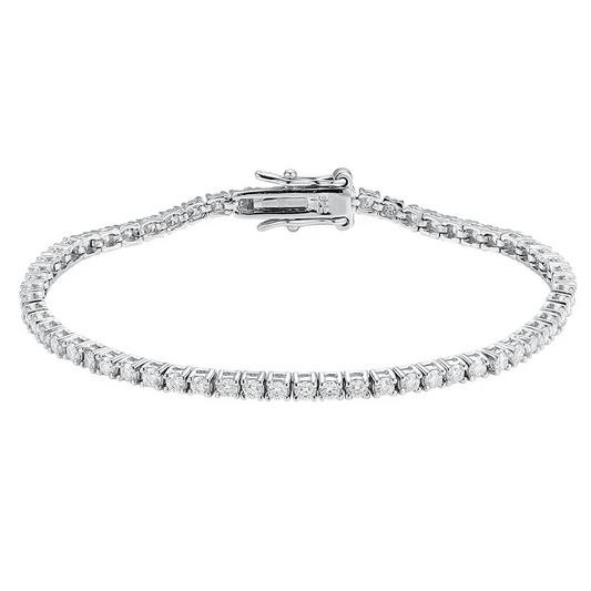 Bracelet Tennis Moissanite 2.0 mm Plaqué Rhodium