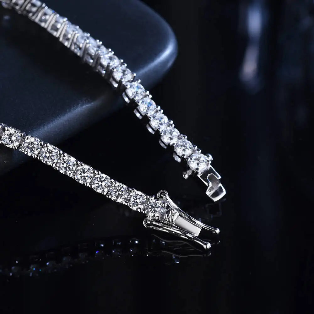 Bracelet Tennis Moissanite 3.0 mm Plaqué Rhodium