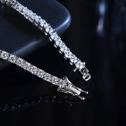 Bracelet Tennis Moissanite 3.0 mm Plaqué Rhodium