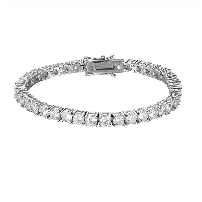 Bracelet Tennis Moissanite 3.0 mm Plaqué Rhodium