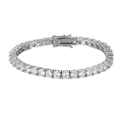 Bracelet Tennis Moissanite 3.0 mm Plaqué Rhodium