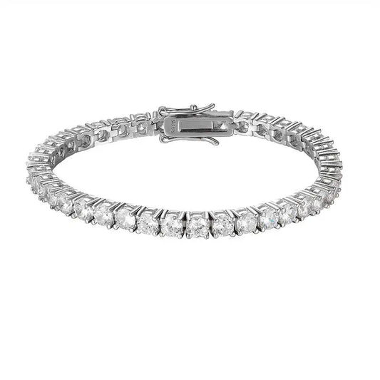 Bracelet Tennis Moissanite 3.0 mm Plaqué Rhodium