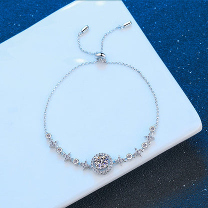 Bracelete Rainha do Gelo Moissanites e Prata Folheada à Ouro Branco 18k - Loratta 