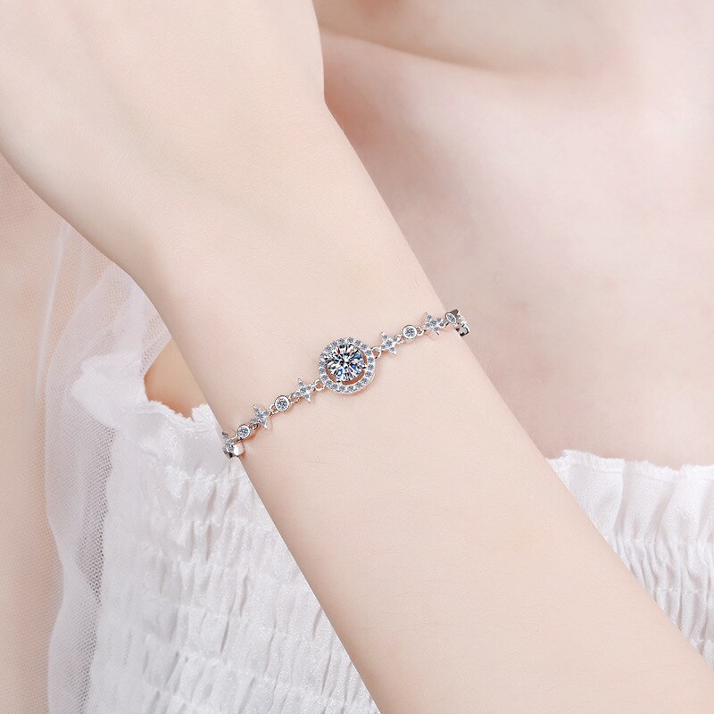 Bracelete Rainha do Gelo Moissanites e Prata Folheada à Ouro Branco 18k - Loratta 