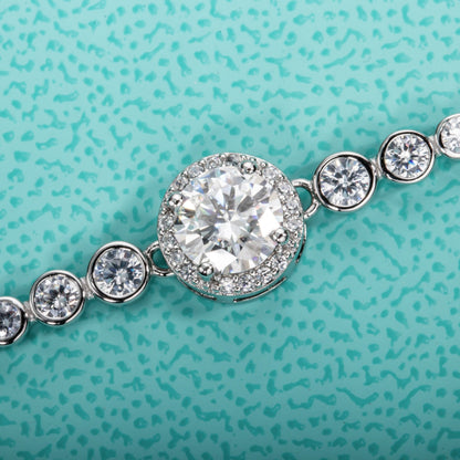 Bracelete 7 Brilhos Moissanites e Prata Folheada à Ouro Branco 18k - Loratta 