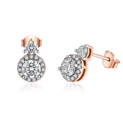 Brinco Cristal Duplo Moissanite em Prata Folheado à Ouro 18k - Loratta 