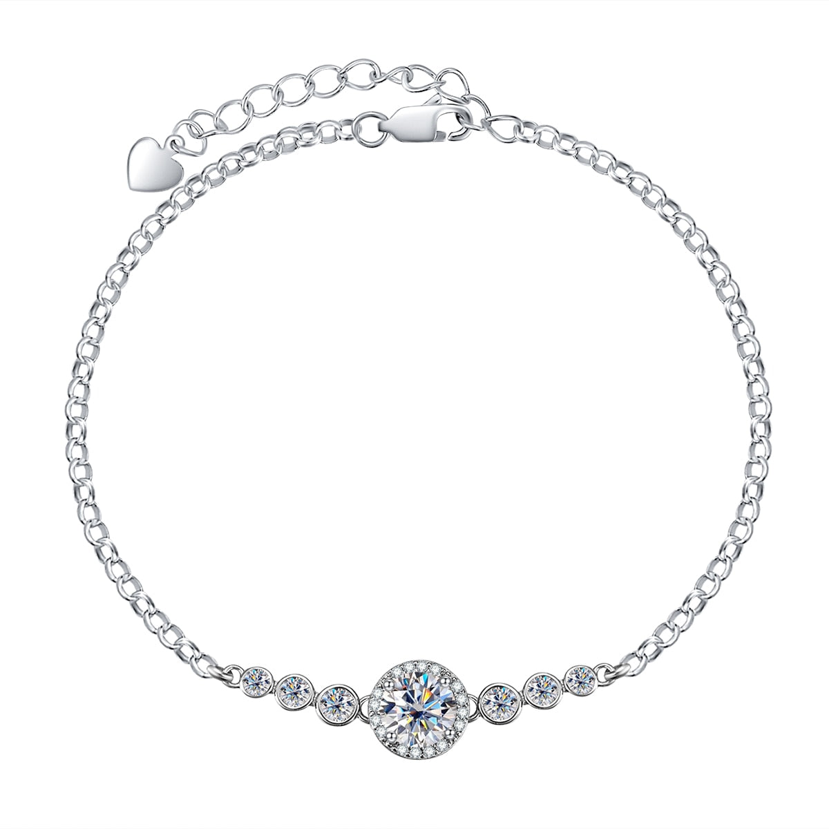 Bracelete 7 Brilhos Moissanites e Prata Folheada à Ouro Branco 18k - Loratta 