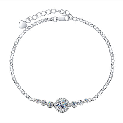Bracelete 7 Brilhos Moissanites e Prata Folheada à Ouro Branco 18k - Loratta 