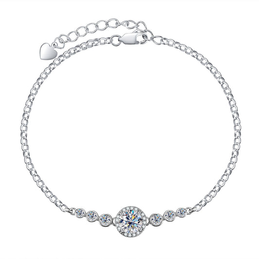 Bracelete 7 Brilhos Moissanites e Prata Folheada à Ouro Branco 18k - Loratta 