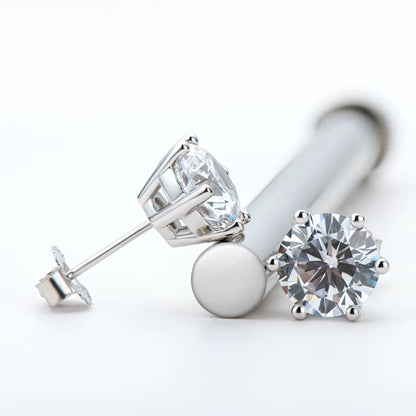 Boucle d'oreille Solitaire à 6 Griffes en Moissanite