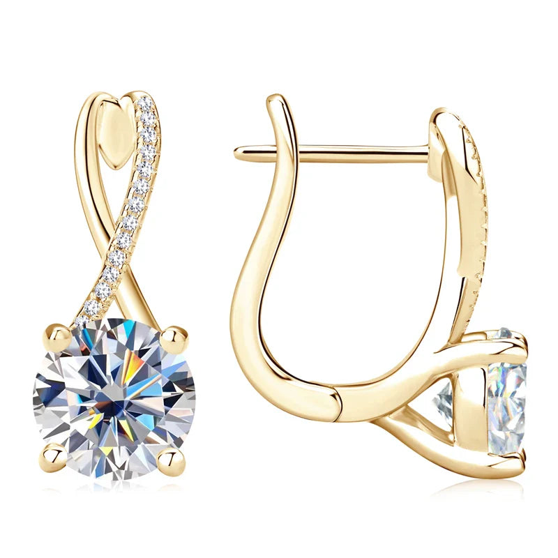 Boucles d'oreilles de luxe en moissanite infini plaquées or 18 carats