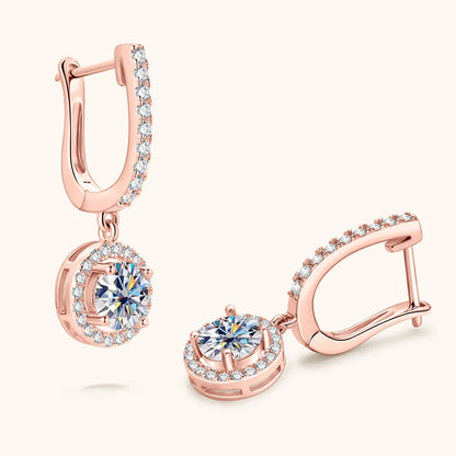 Boucles d'oreilles à breloques circulaires en moissanite plaquées or 18 carats