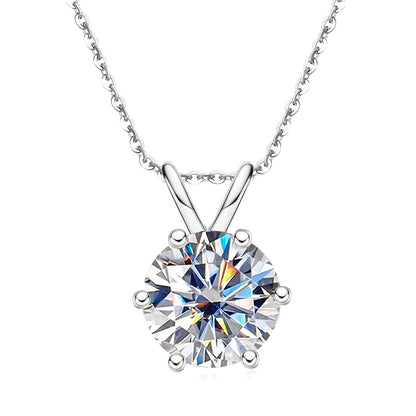 Colar brilhante 6 Garras Moissanite em Prata - Loratta 