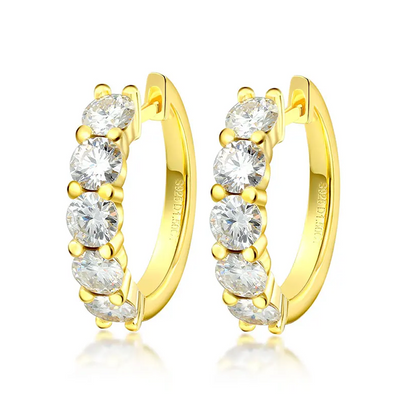 Boucle d'oreille Quintet en Moissanite Plaquée or 18 Carats