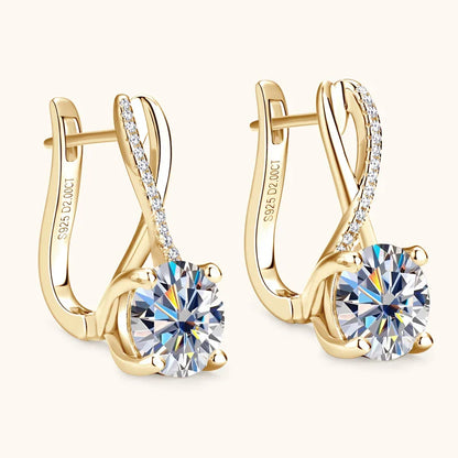 Boucles d'oreilles de luxe en moissanite infini plaquées or 18 carats