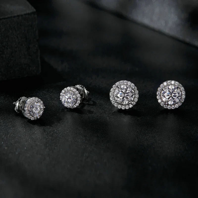 Boucle d'oreille sphère en moissanite plaquée or 18 carats