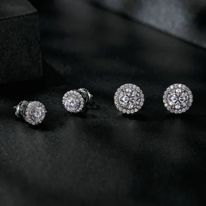Boucle d'oreille sphère en moissanite plaquée or 18 carats