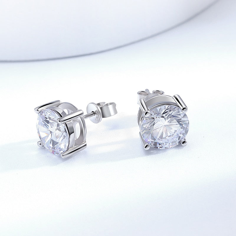Brinco Solitário Haste Moissanite em Ouro 18k - Loratta 